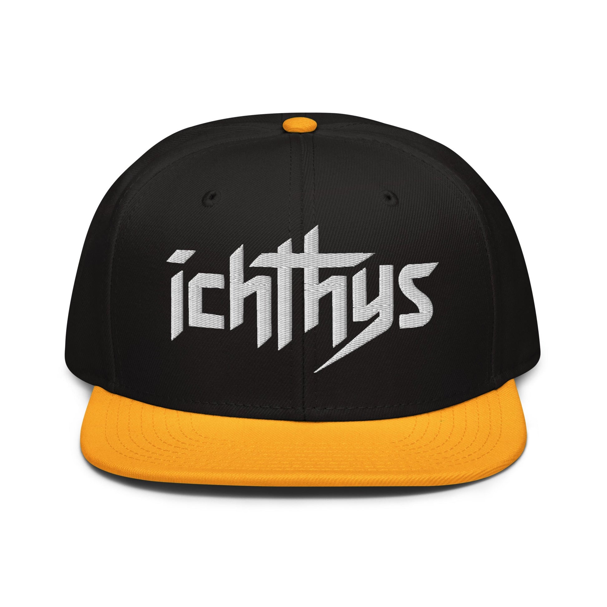Christian Ichthys Snapback Hat 3D Puff Embroidered Flat Brim Hat - Inken Image