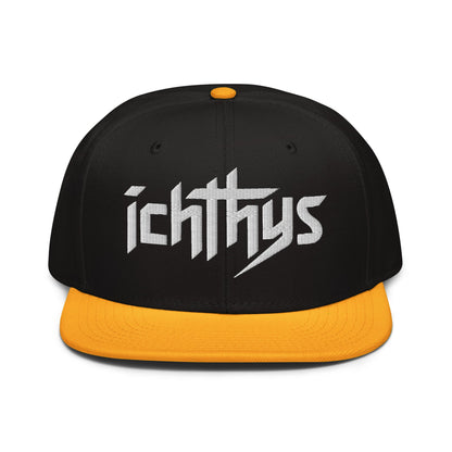 Christian Ichthys Snapback Hat 3D Puff Embroidered Flat Brim Hat - Inken Image