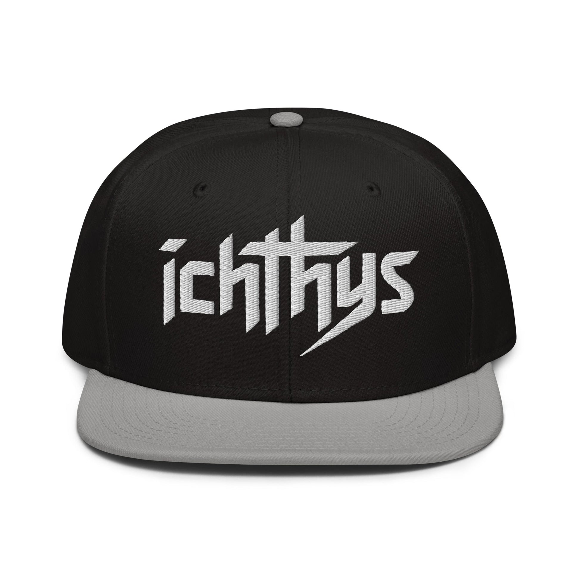 Christian Ichthys Snapback Hat 3D Puff Embroidered Flat Brim Hat - Inken Image