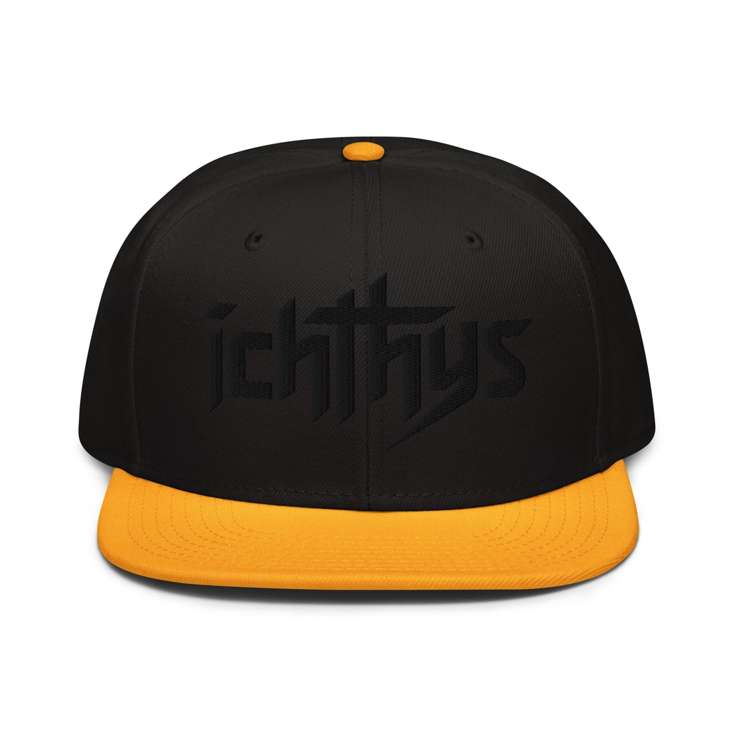 Christian Ichthys Snapback Hat 3D Puff Embroidered Flat Brim Hat - Inken Image