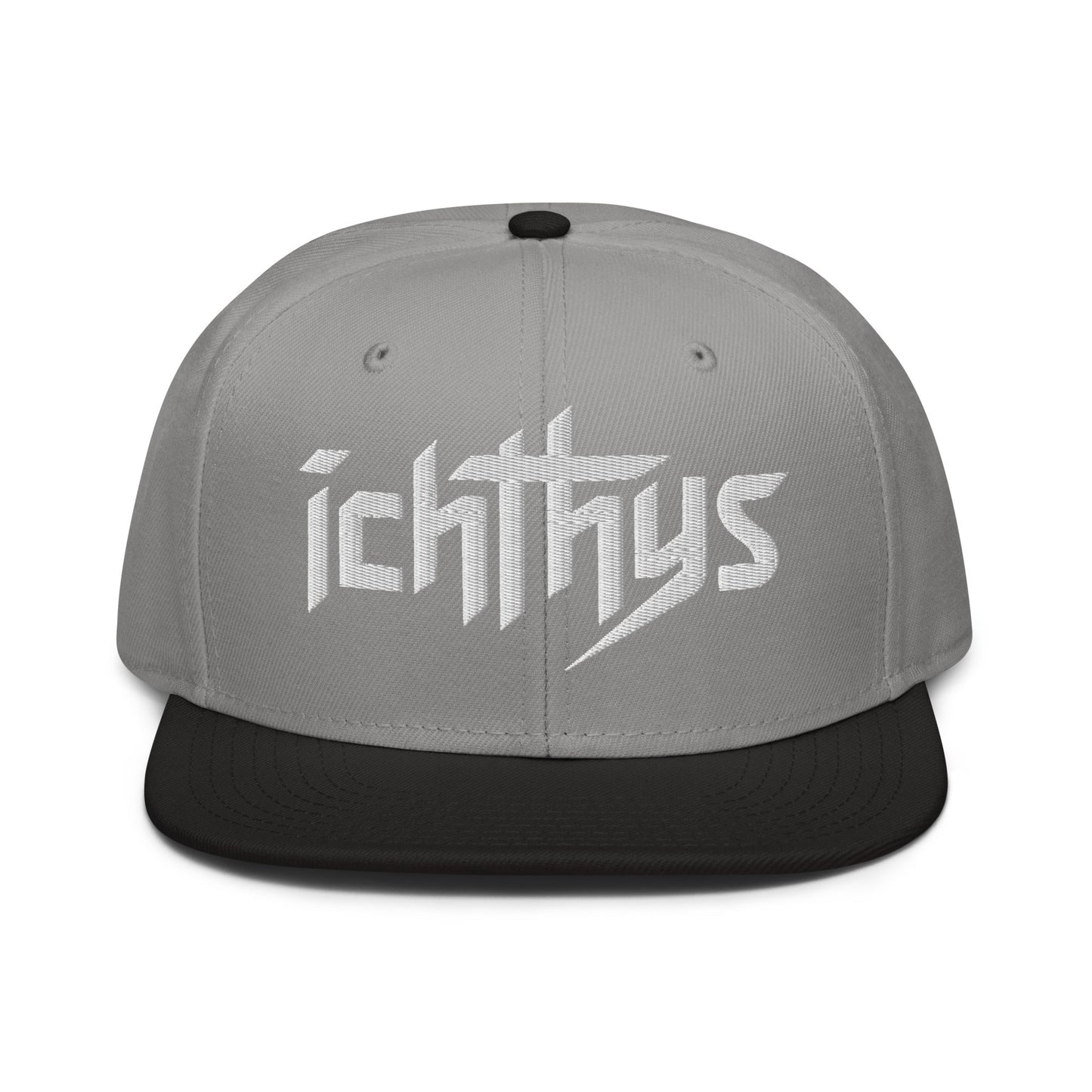 Christian Ichthys Snapback Hat 3D Puff Embroidered Flat Brim Hat - Inken Image