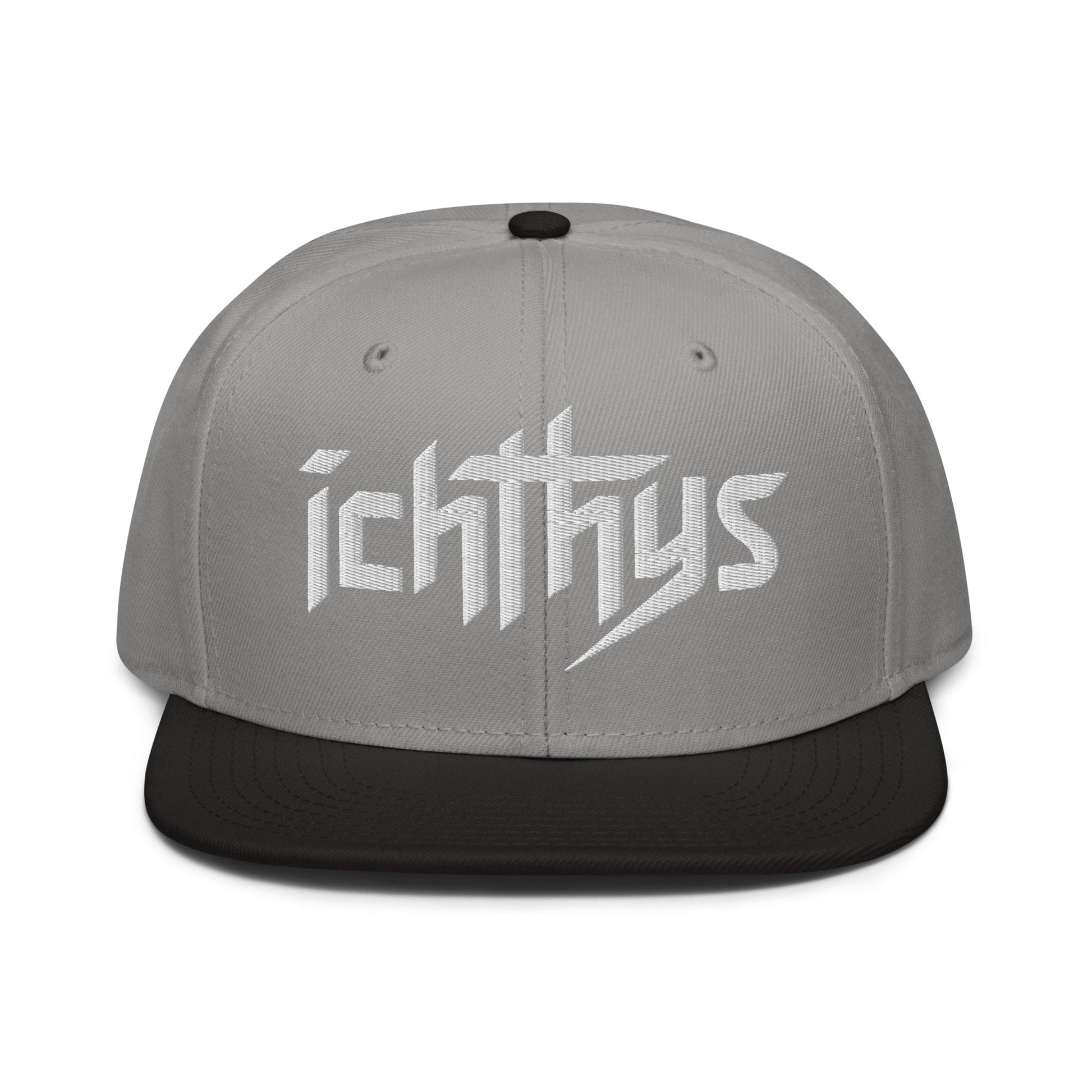 Christian Ichthys Snapback Hat 3D Puff Embroidered Flat Brim Hat - Inken Image