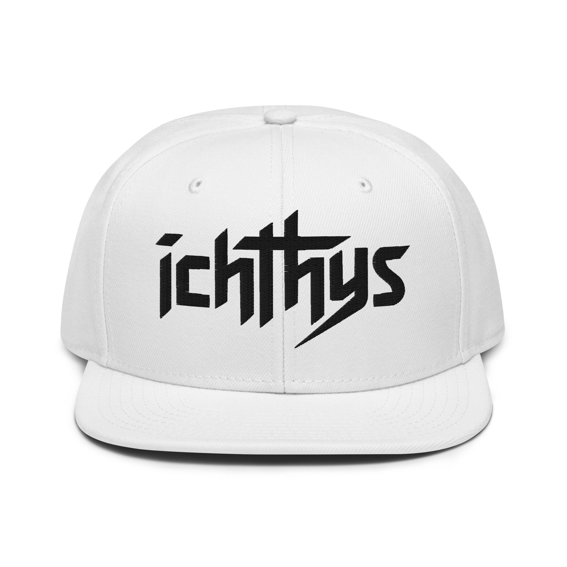 Christian Ichthys Snapback Hat 3D Puff Embroidered Flat Brim Hat - Inken Image