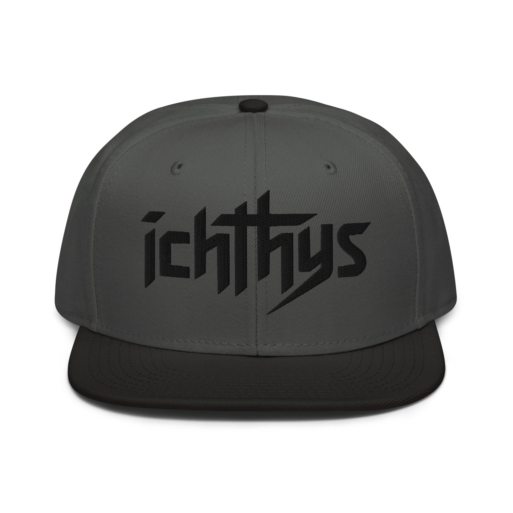 Christian Ichthys Snapback Hat 3D Puff Embroidered Flat Brim Hat - Inken Image