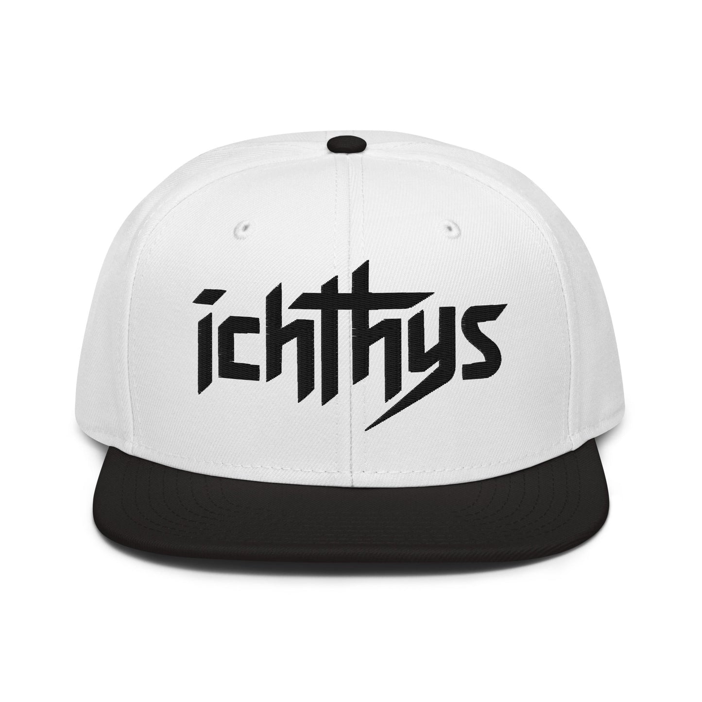 Christian Ichthys Snapback Hat 3D Puff Embroidered Flat Brim Hat - Inken Image
