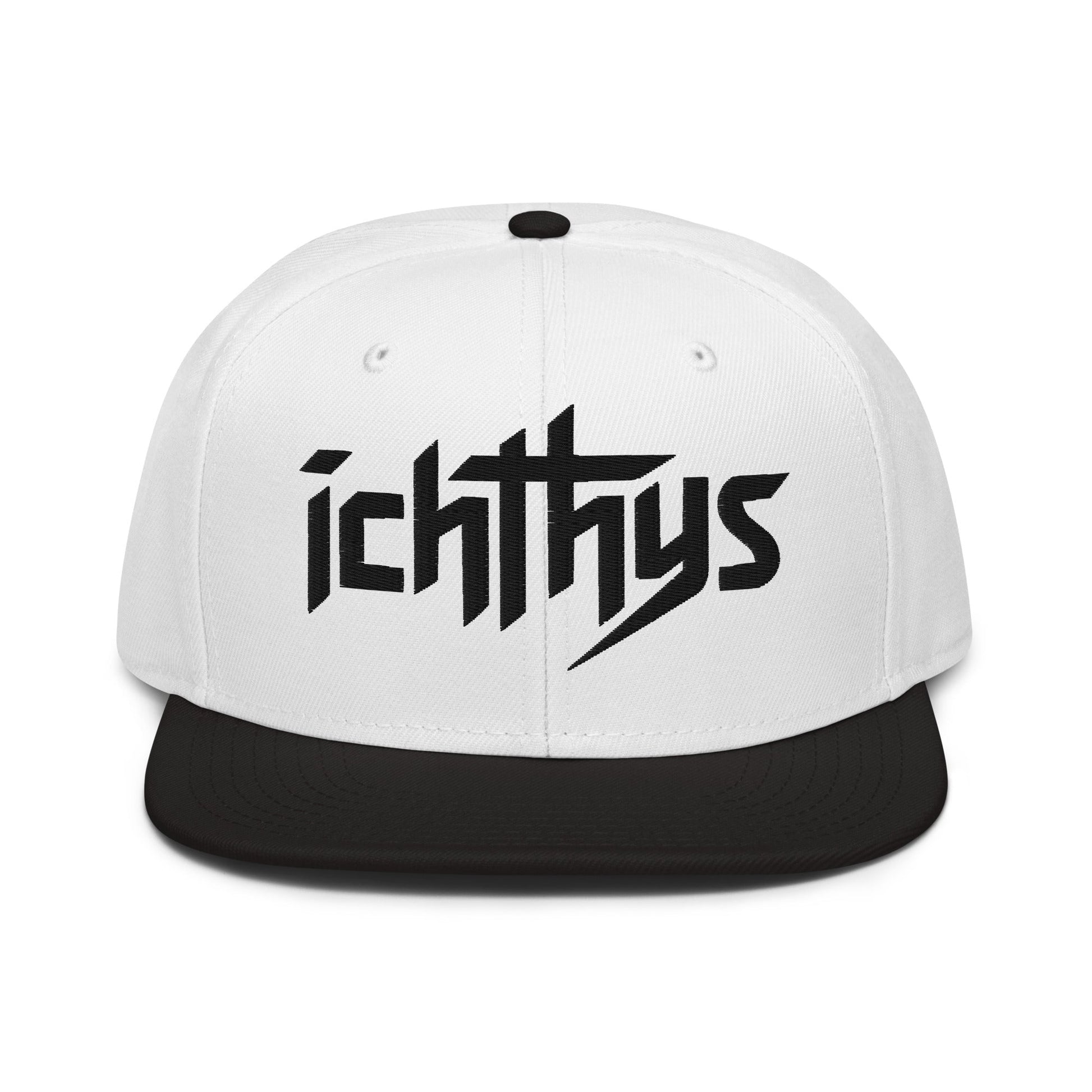 Christian Ichthys Snapback Hat 3D Puff Embroidered Flat Brim Hat - Inken Image
