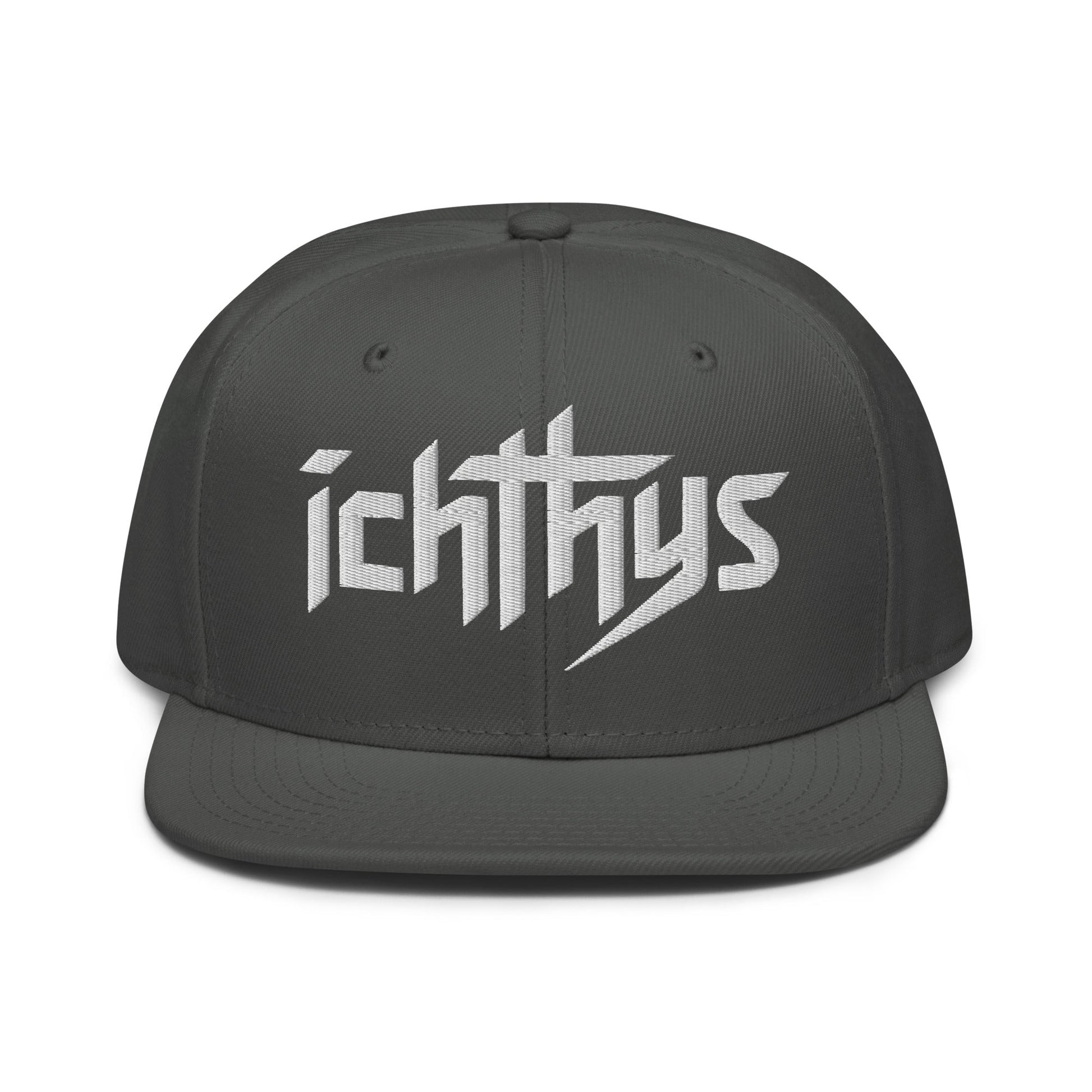 Christian Ichthys Snapback Hat 3D Puff Embroidered Flat Brim Hat - Inken Image