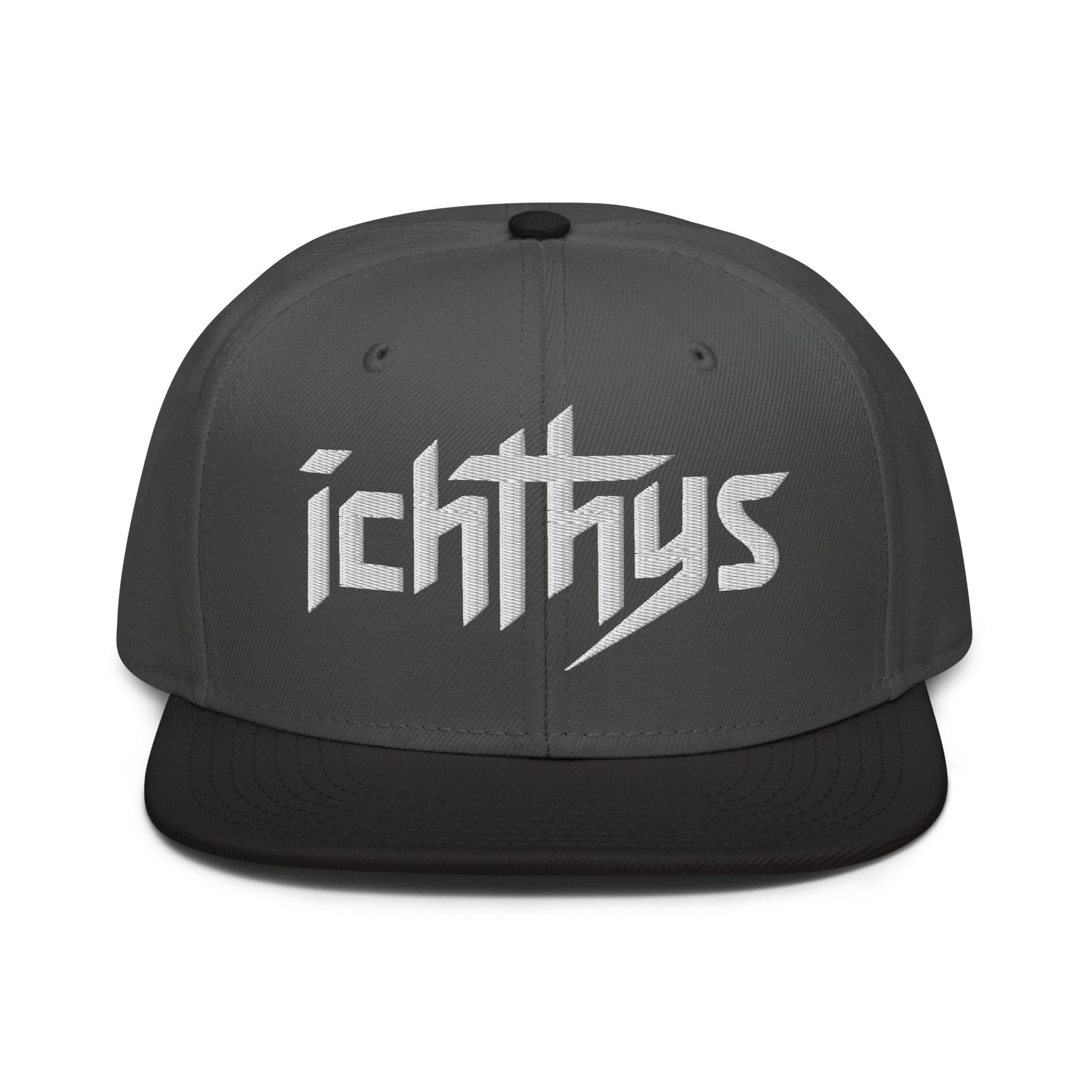 Christian Ichthys Snapback Hat 3D Puff Embroidered Flat Brim Hat - Inken Image