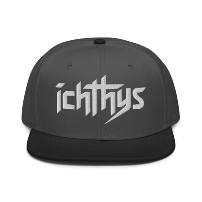 Christian Ichthys Snapback Hat 3D Puff Embroidered Flat Brim Hat - Inken Image