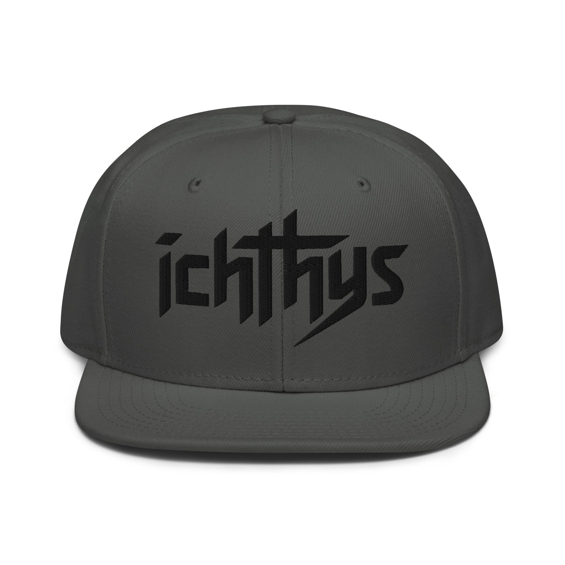 Christian Ichthys Snapback Hat 3D Puff Embroidered Flat Brim Hat - Inken Image