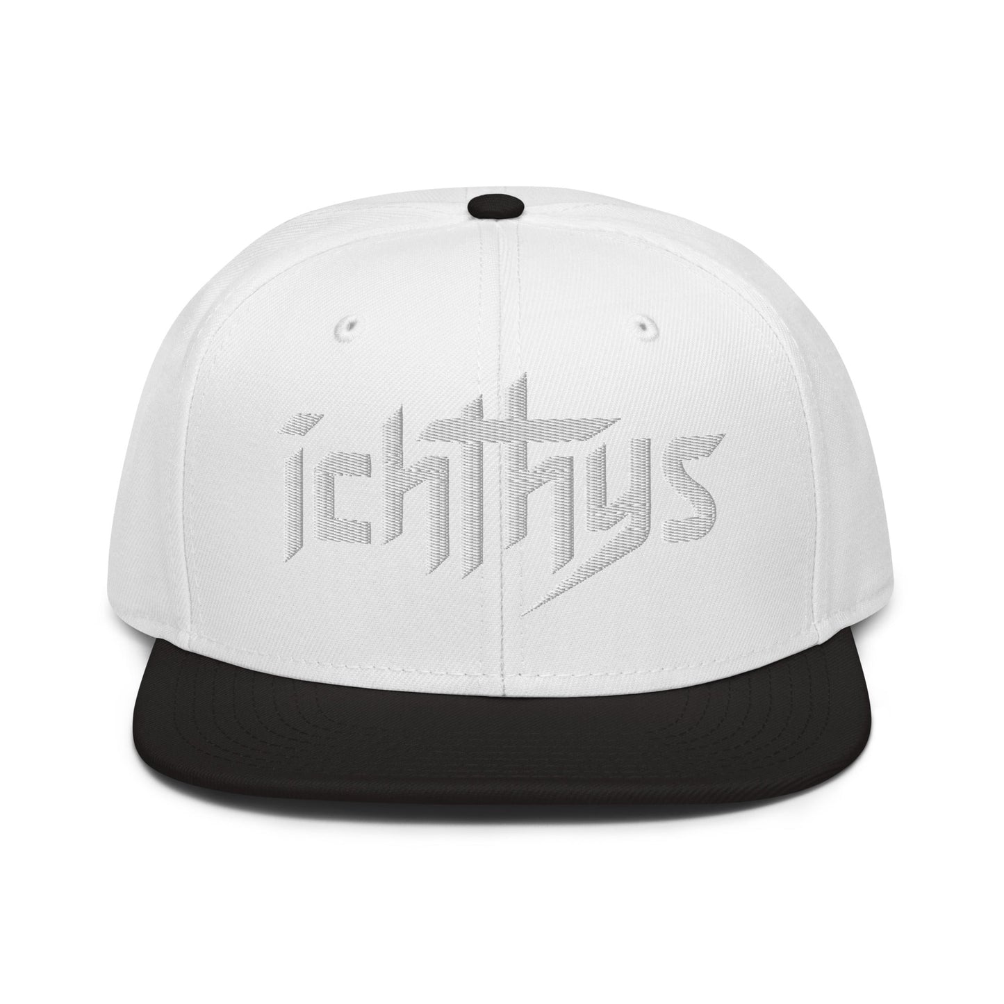 Christian Ichthys Snapback Hat 3D Puff Embroidered Flat Brim Hat - Inken Image