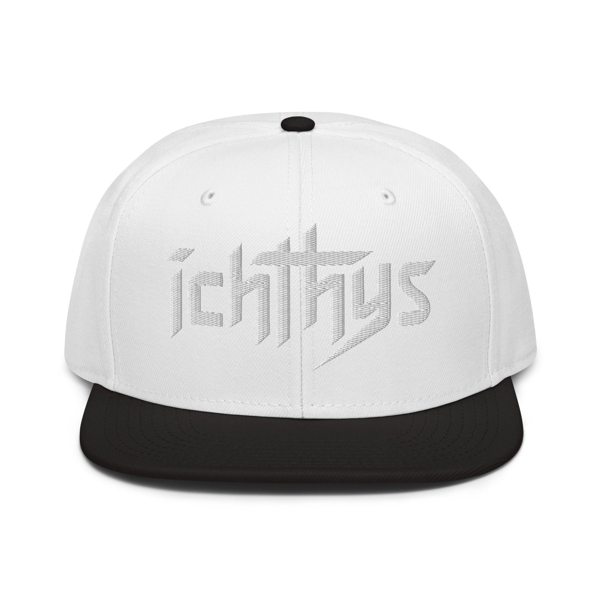 Christian Ichthys Snapback Hat 3D Puff Embroidered Flat Brim Hat - Inken Image