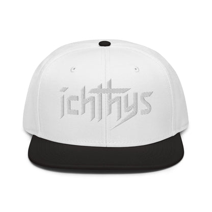 Christian Ichthys Snapback Hat 3D Puff Embroidered Flat Brim Hat - Inken Image