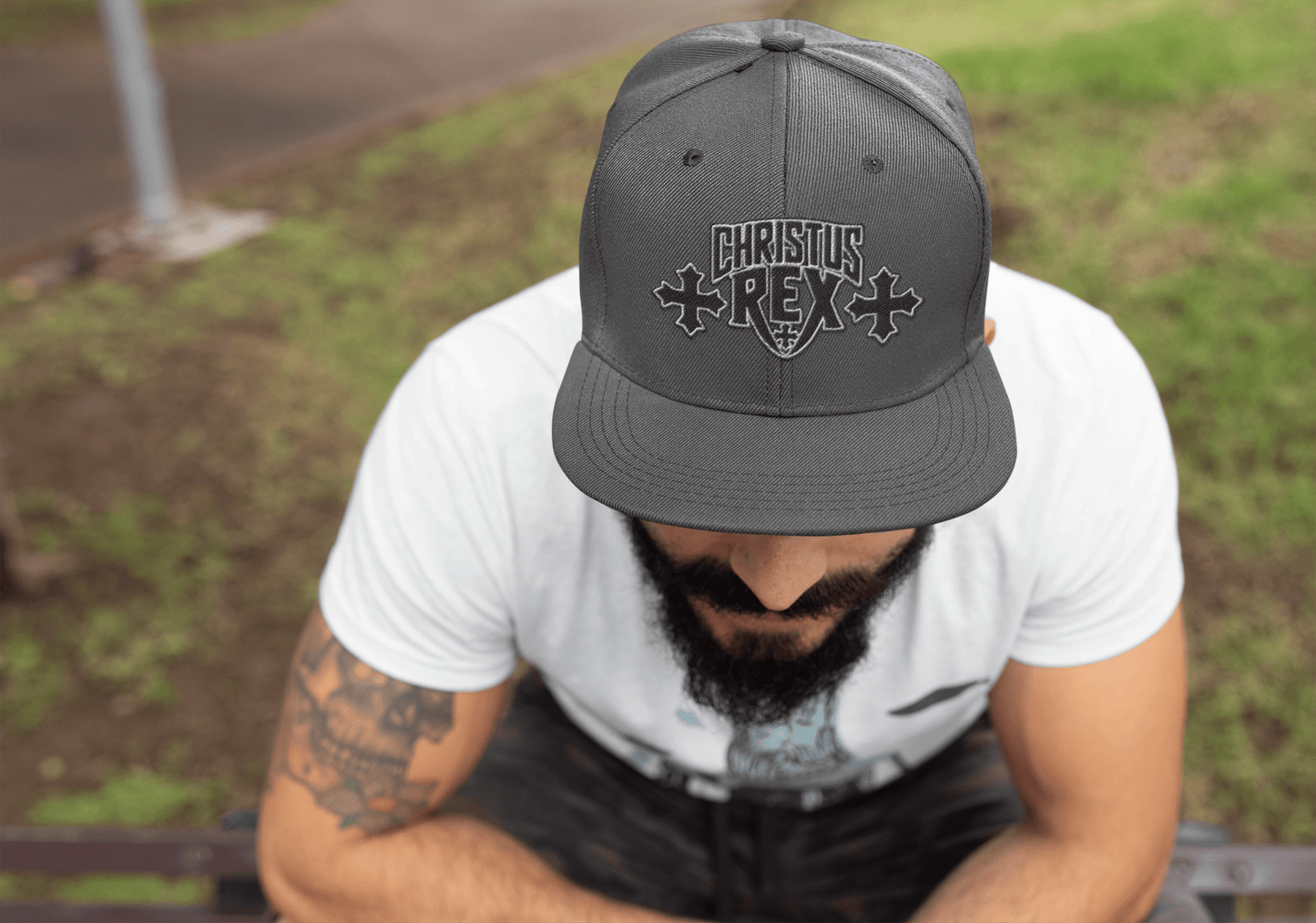 Christus Rex Flat Stitch Snapback - Inken Image