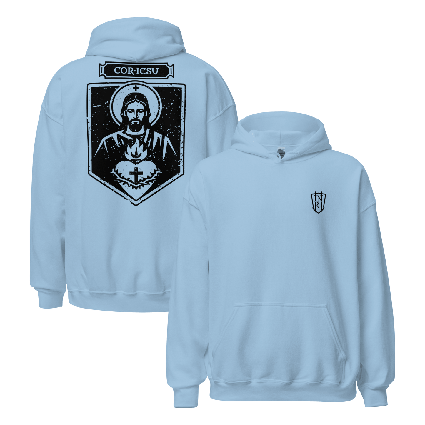 Cor Iesu, Sacred Heart of Christ Shield Graphic Hoodie - Inken Image