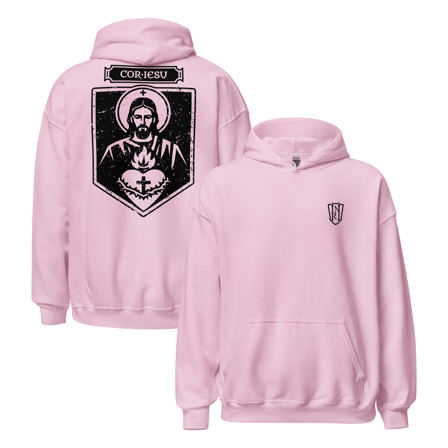 Cor Iesu, Sacred Heart of Christ Shield Graphic Hoodie - Inken Image