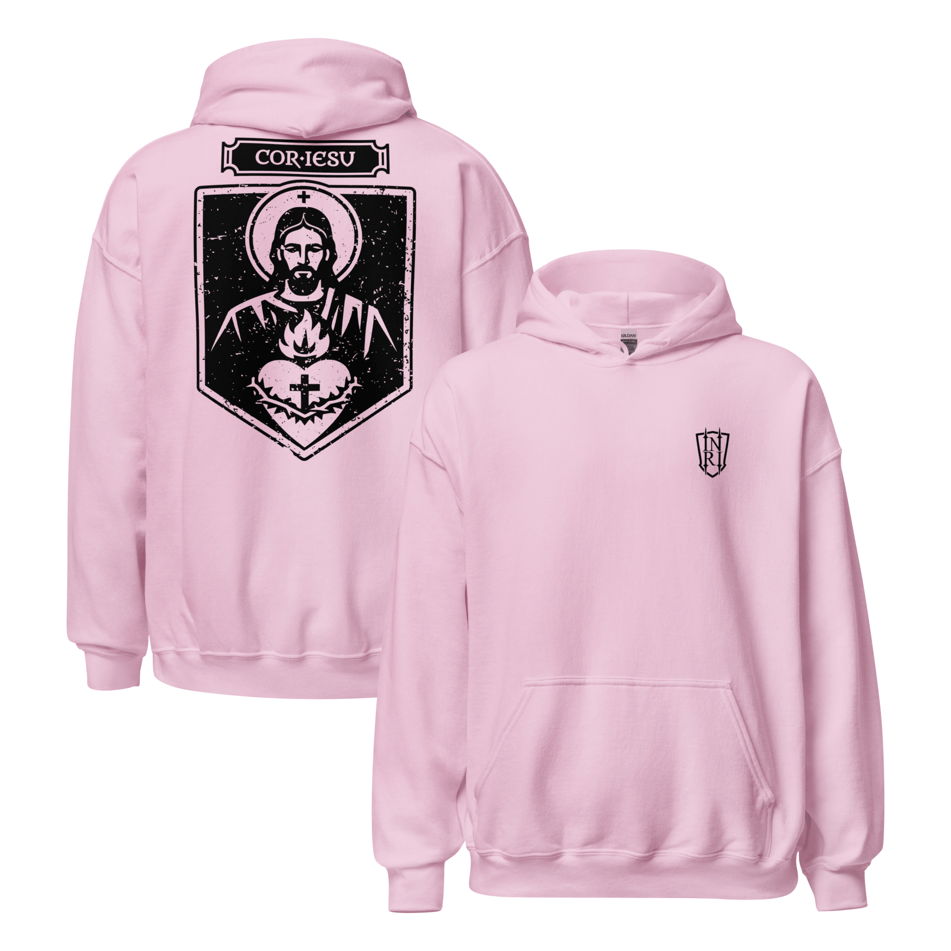 Cor Iesu, Sacred Heart of Christ Shield Graphic Hoodie - Inken Image
