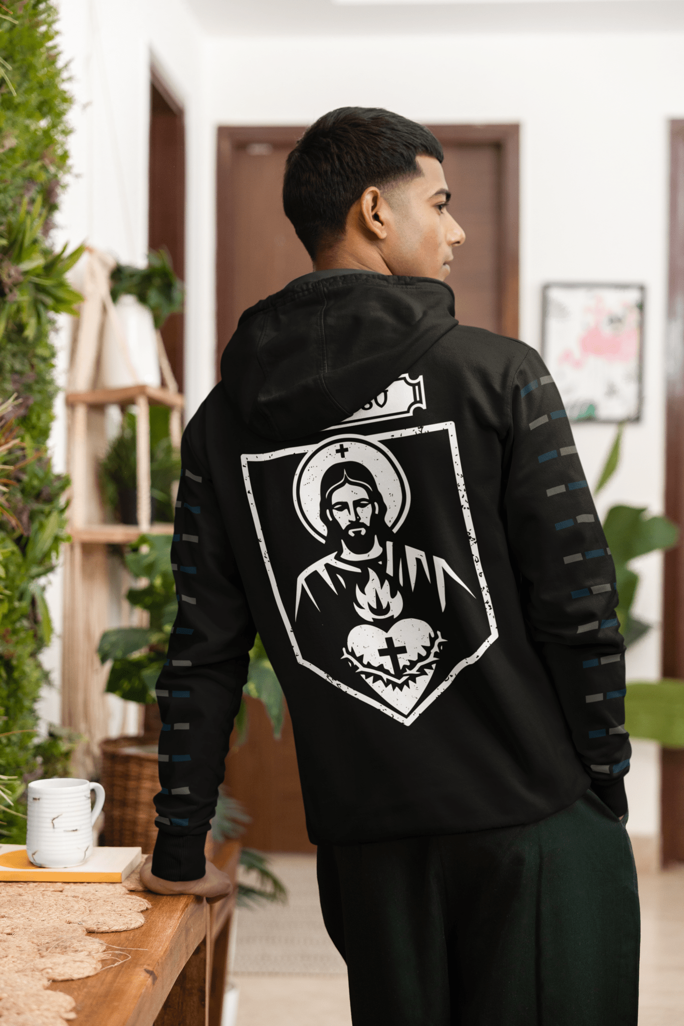 Cor Iesu, Sacred Heart of Christ Shield Graphic Hoodie - Inken Image