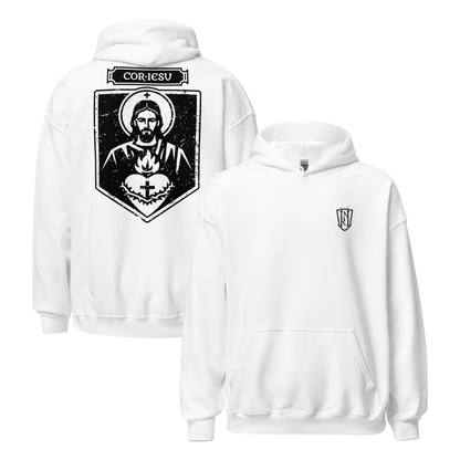 Cor Iesu, Sacred Heart of Christ Shield Graphic Hoodie - Inken Image