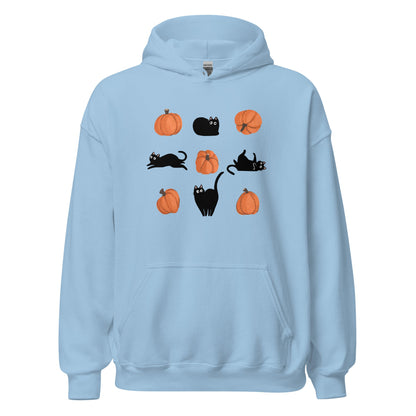 Cute Black Cat Pumpkin Hoodie Spooky Kitty Graphic Sweatshirt - Inken Image