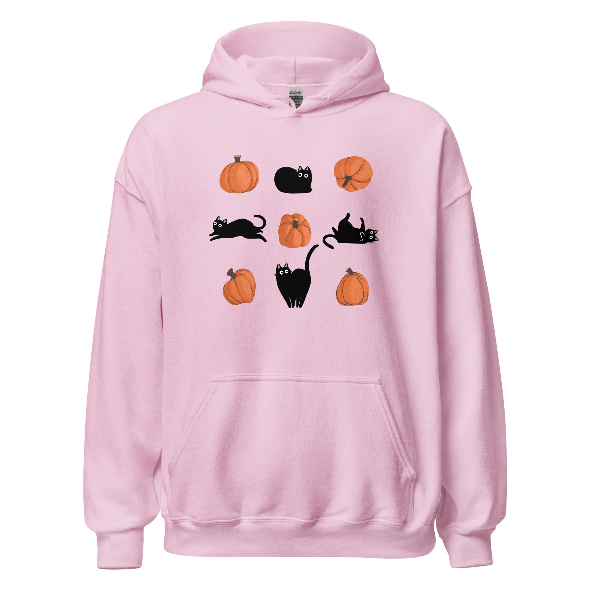 Cute Black Cat Pumpkin Hoodie Spooky Kitty Graphic Sweatshirt - Inken Image