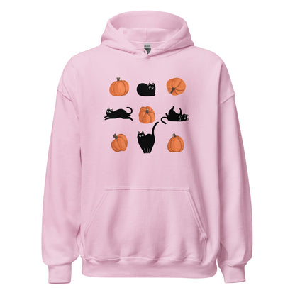 Cute Black Cat Pumpkin Hoodie Spooky Kitty Graphic Sweatshirt - Inken Image