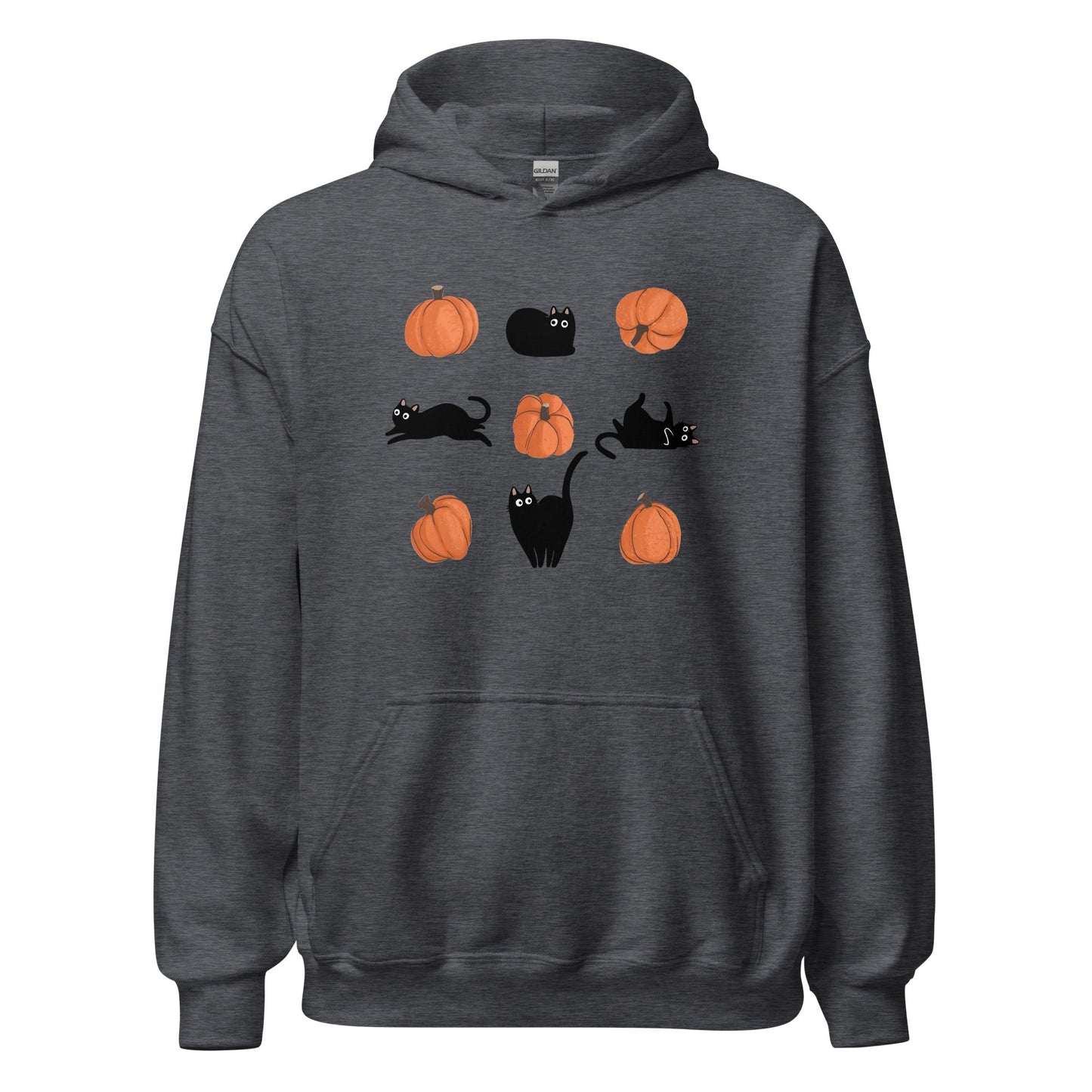 Cute Black Cat Pumpkin Hoodie Spooky Kitty Graphic Sweatshirt - Inken Image