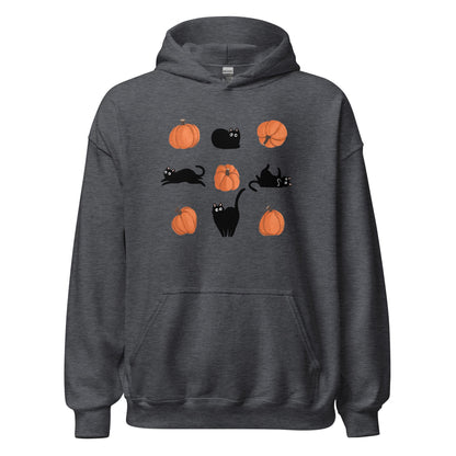 Cute Black Cat Pumpkin Hoodie Spooky Kitty Graphic Sweatshirt - Inken Image