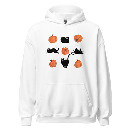 Cute Black Cat Pumpkin Hoodie Spooky Kitty Graphic Sweatshirt - Inken Image