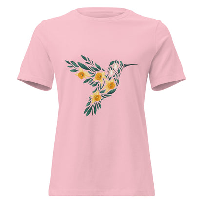 Daffodil Floral Hummingbird Silhouette T-Shirt - Inken Image