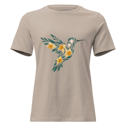 Daffodil Floral Hummingbird Silhouette T-Shirt - Inken Image