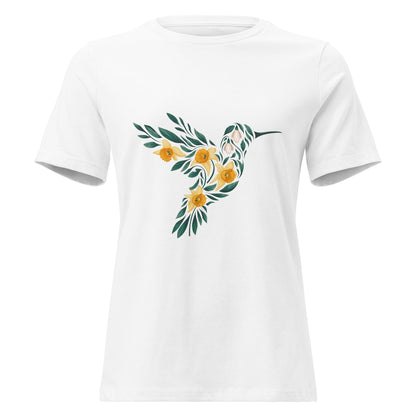 Daffodil Floral Hummingbird Silhouette T-Shirt - Inken Image
