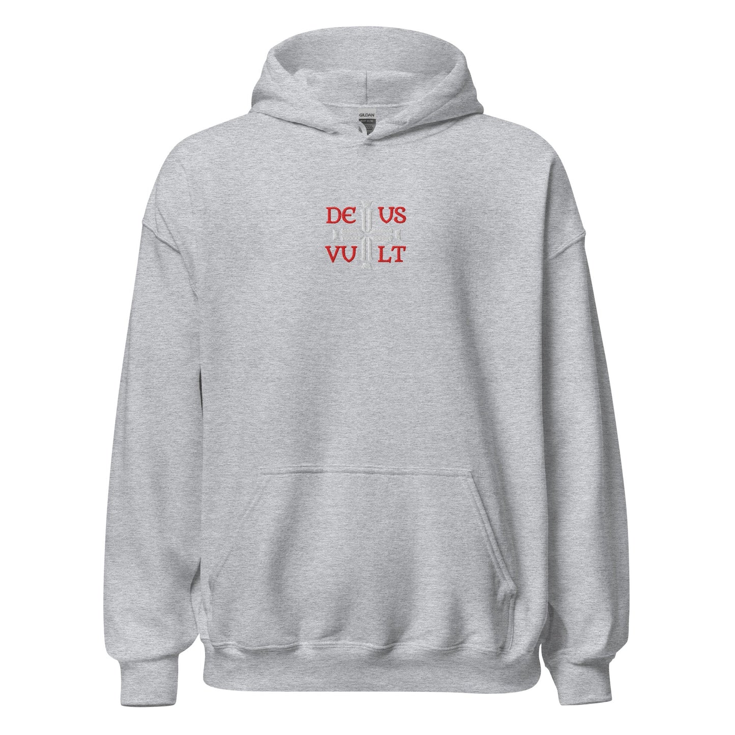 Deus Vult God Wills It Cross Emblem Embroidered Hoodie - Inken Image
