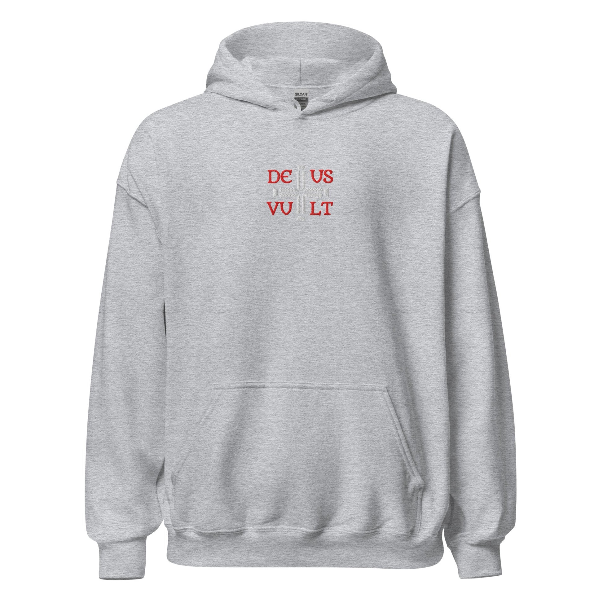 Deus Vult God Wills It Cross Emblem Embroidered Hoodie - Inken Image