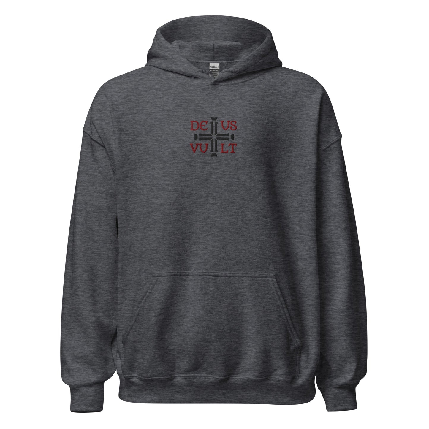 Deus Vult God Wills It Cross Emblem Embroidered Hoodie - Inken Image