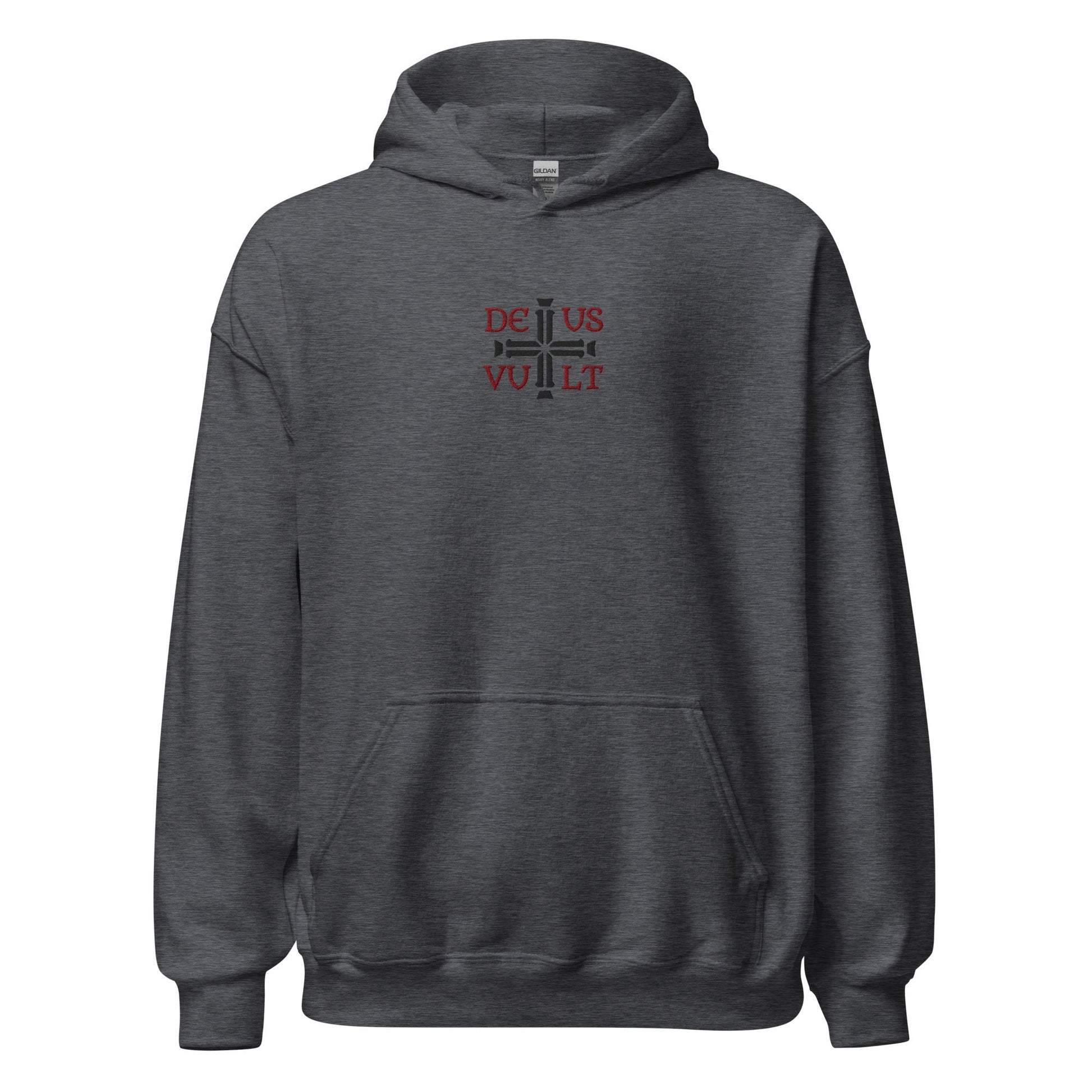Deus Vult God Wills It Cross Emblem Embroidered Hoodie - Inken Image