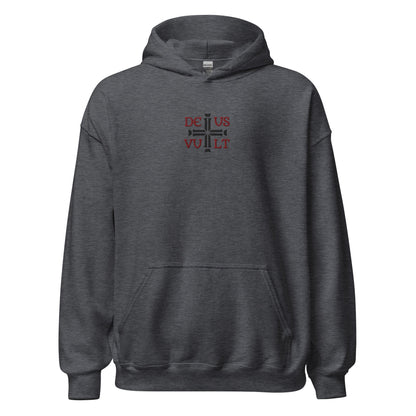 Deus Vult God Wills It Cross Emblem Embroidered Hoodie - Inken Image