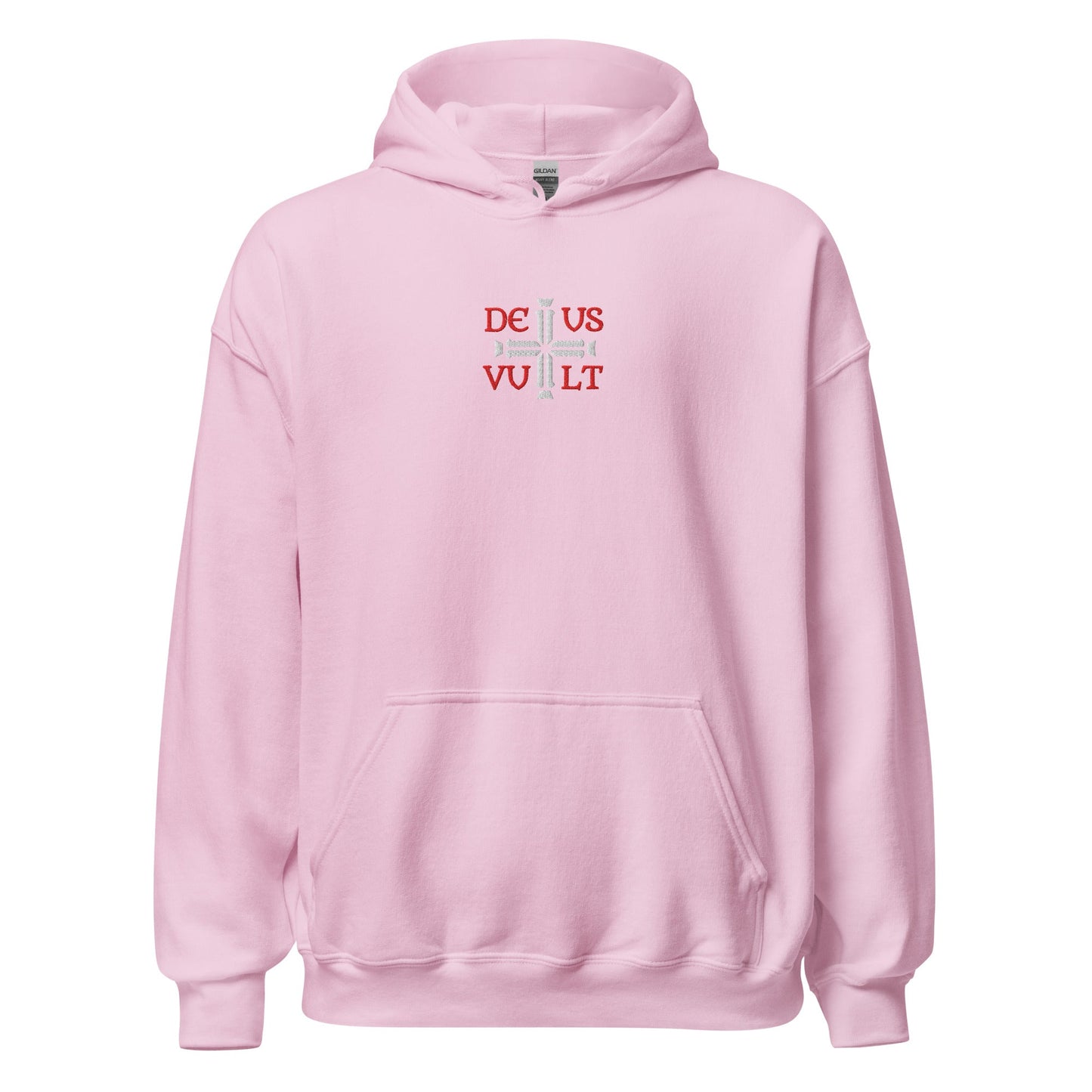 Deus Vult God Wills It Cross Emblem Embroidered Hoodie - Inken Image
