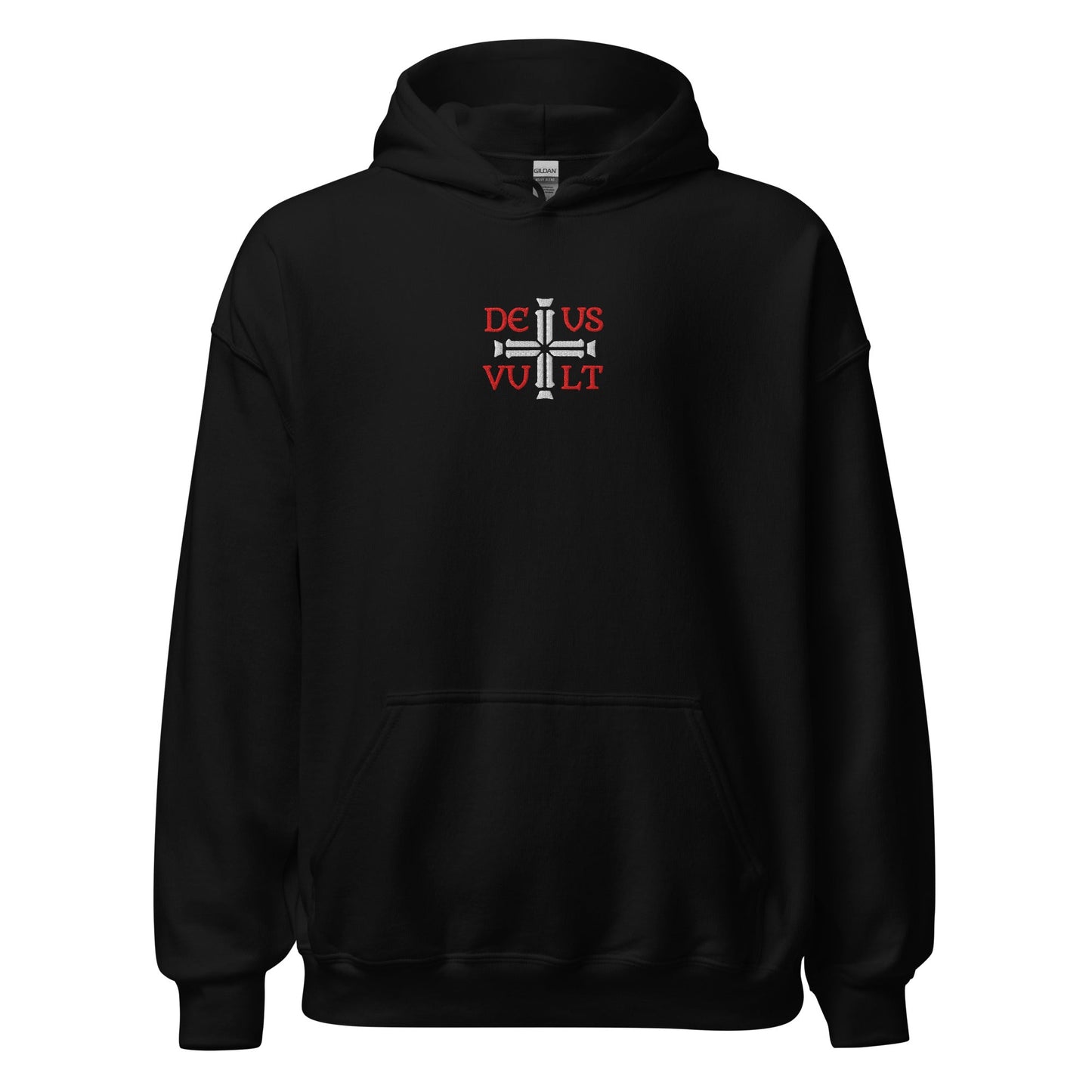 Deus Vult God Wills It Cross Emblem Embroidered Hoodie - Inken Image
