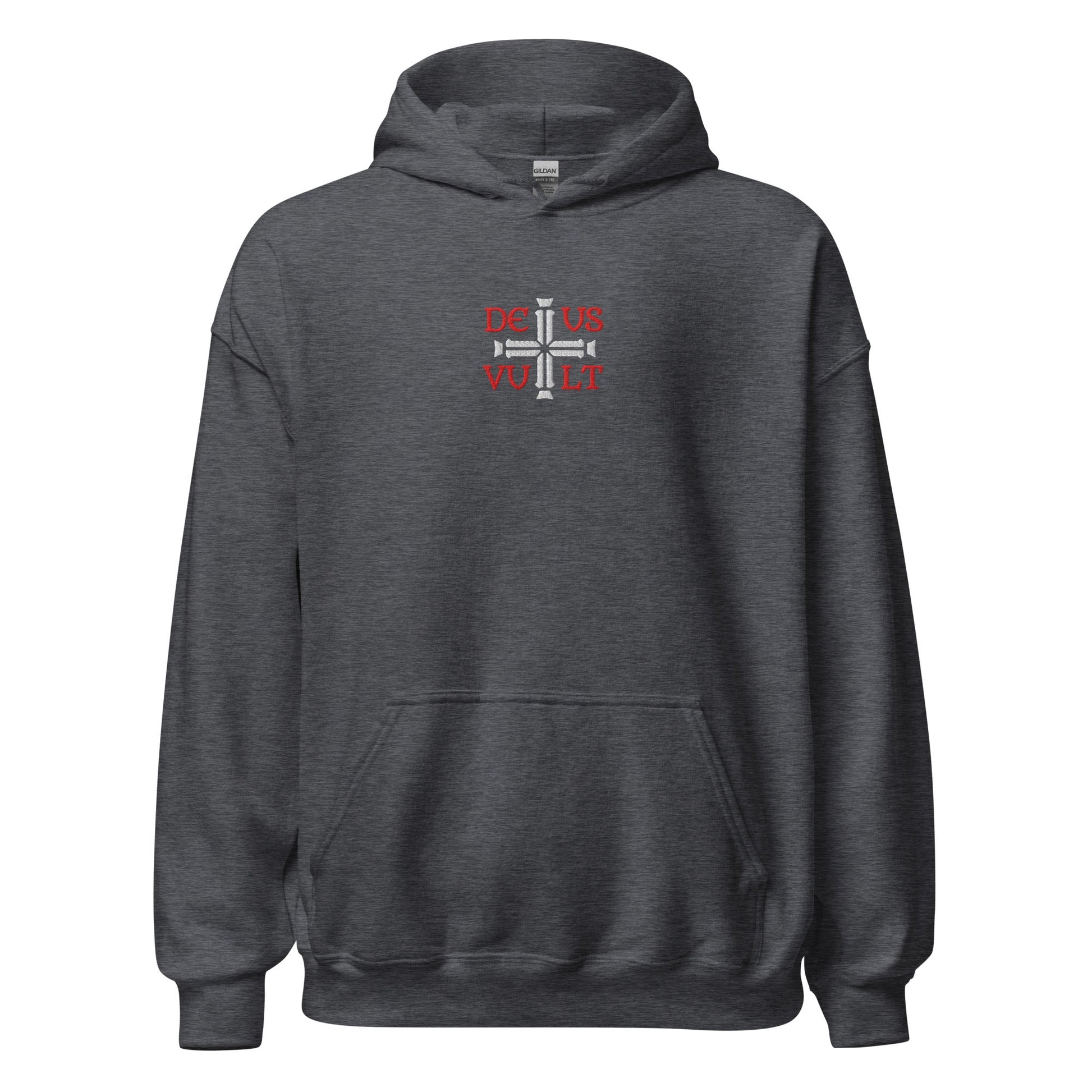 Deus Vult God Wills It Cross Emblem Embroidered Hoodie - Inken Image