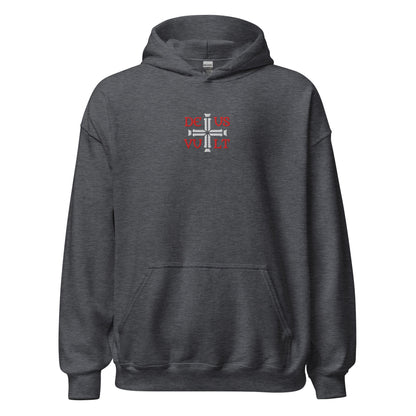 Deus Vult God Wills It Cross Emblem Embroidered Hoodie - Inken Image