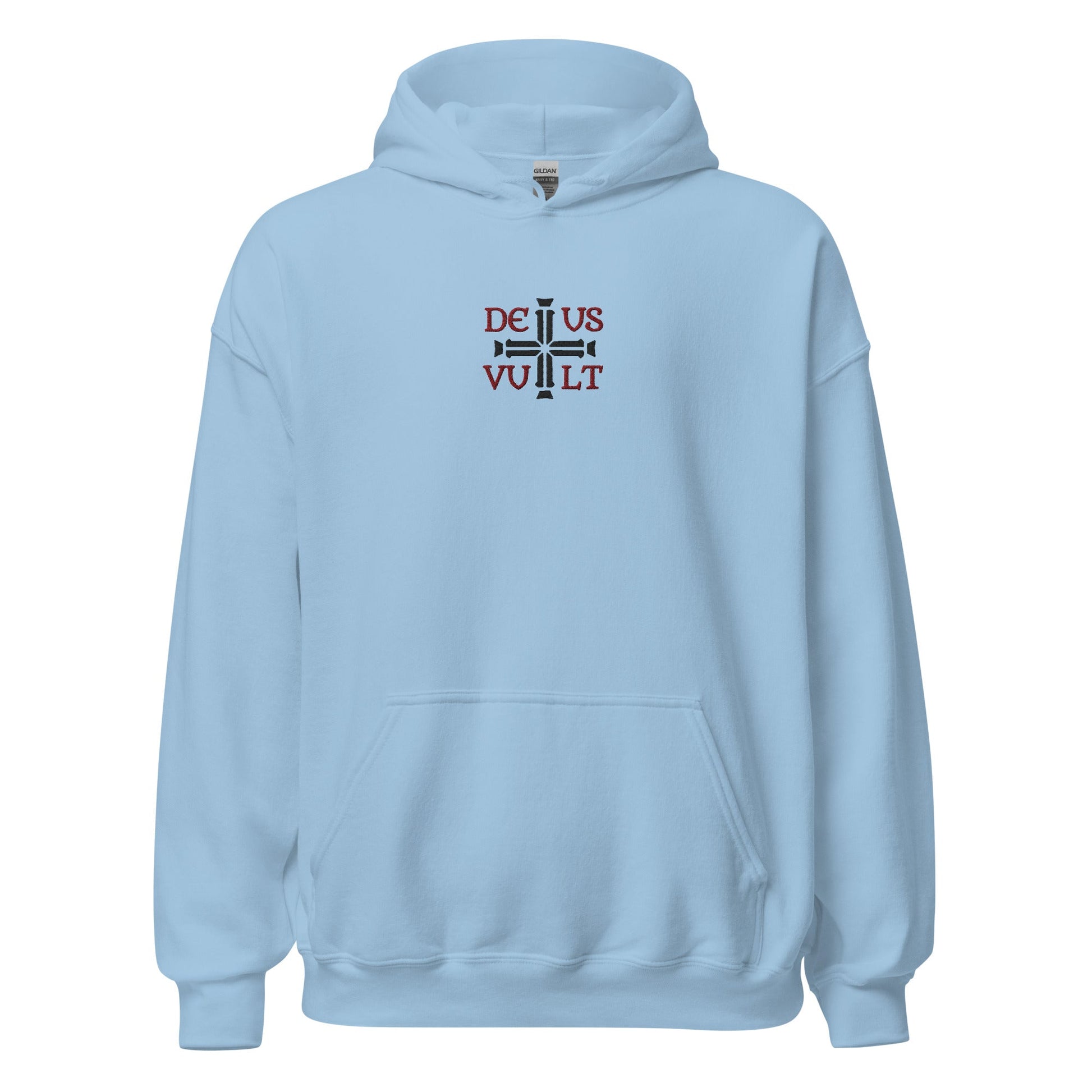 Deus Vult God Wills It Cross Emblem Embroidered Hoodie - Inken Image