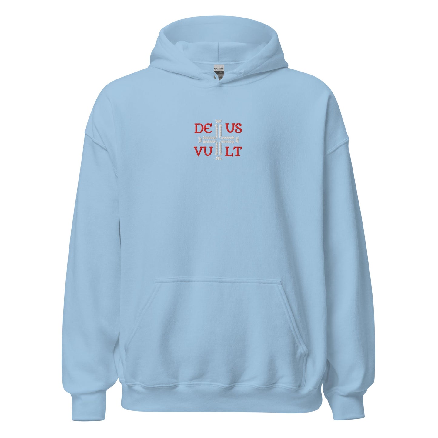 Deus Vult God Wills It Cross Emblem Embroidered Hoodie - Inken Image