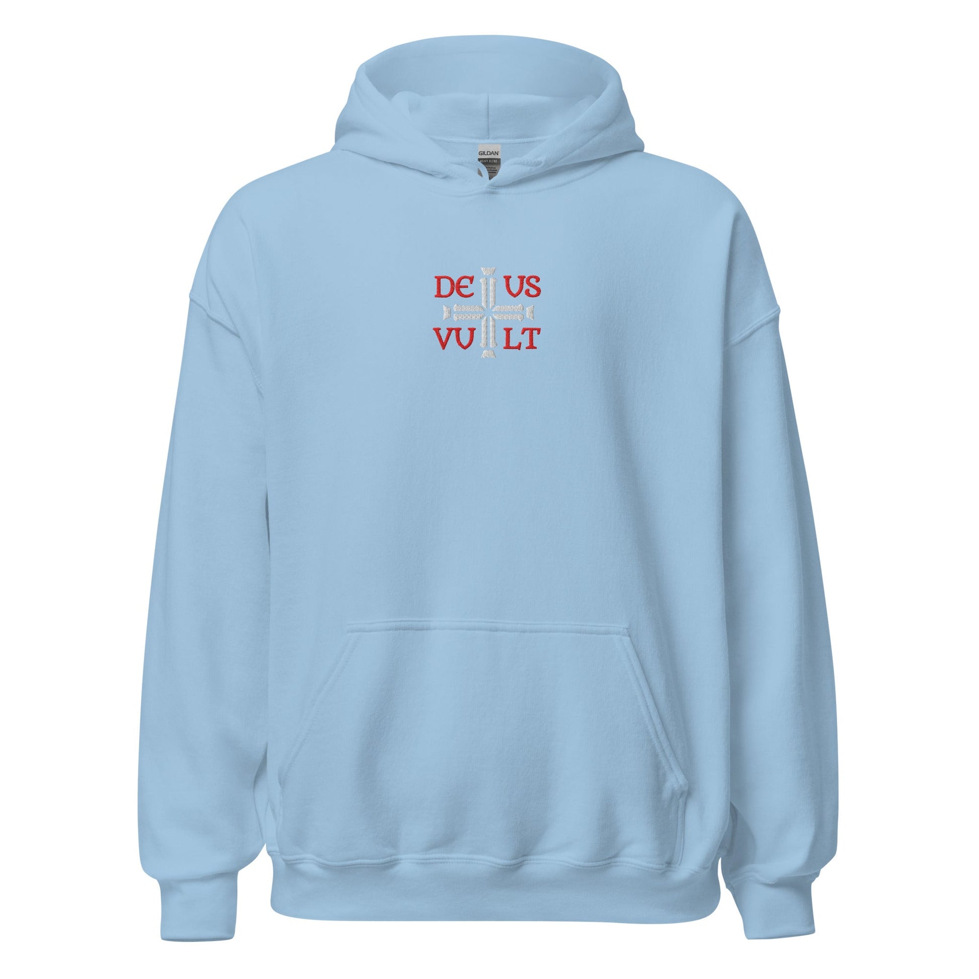 Deus Vult God Wills It Cross Emblem Embroidered Hoodie - Inken Image