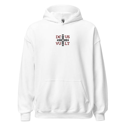 Deus Vult God Wills It Cross Emblem Embroidered Hoodie - Inken Image
