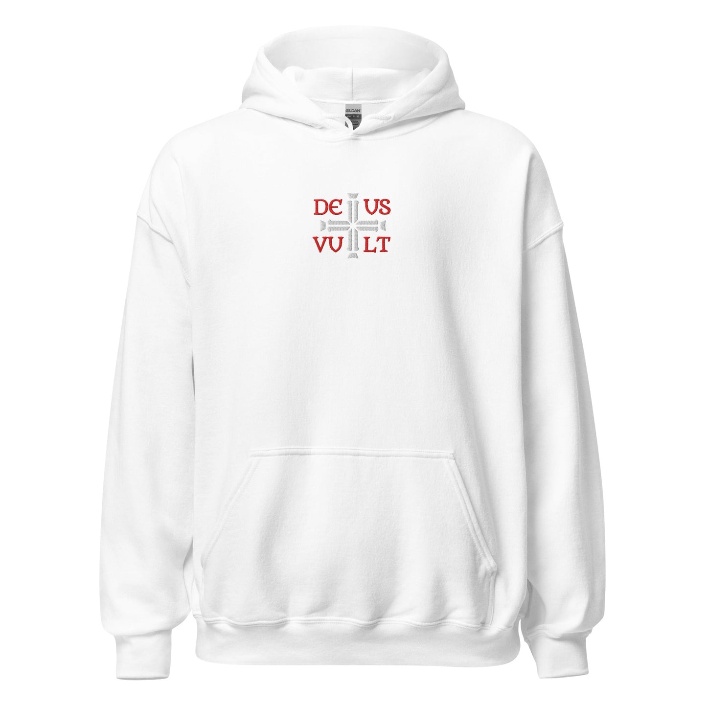 Deus Vult God Wills It Cross Emblem Embroidered Hoodie - Inken Image