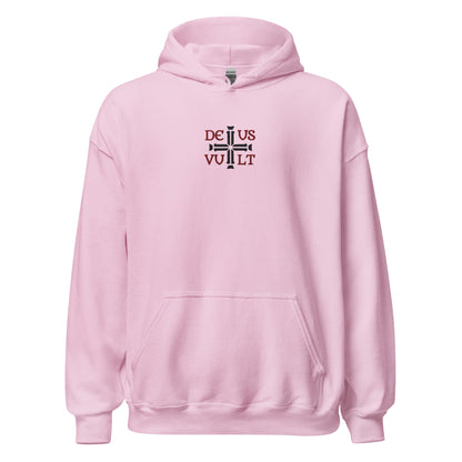 Deus Vult God Wills It Cross Emblem Embroidered Hoodie - Inken Image