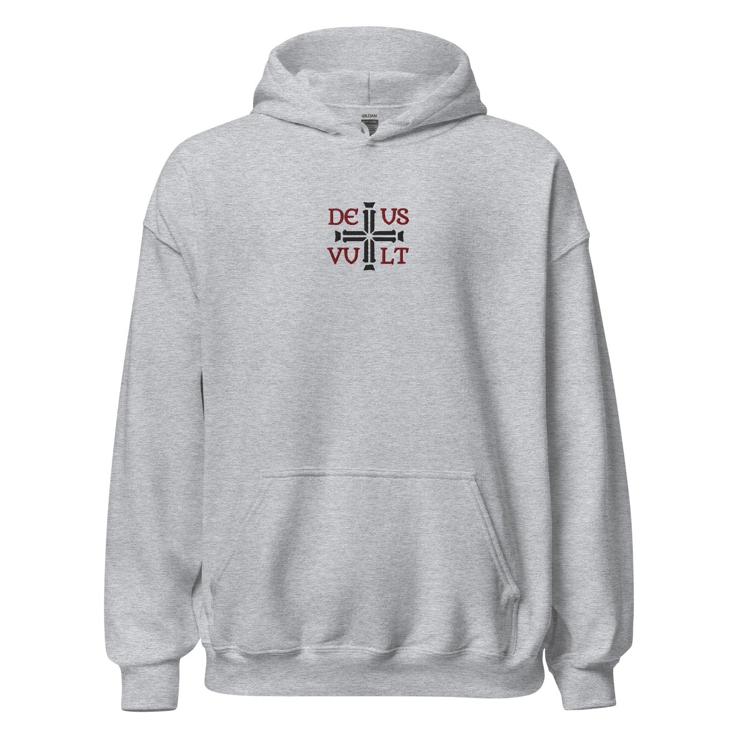 Deus Vult God Wills It Cross Emblem Embroidered Hoodie - Inken Image