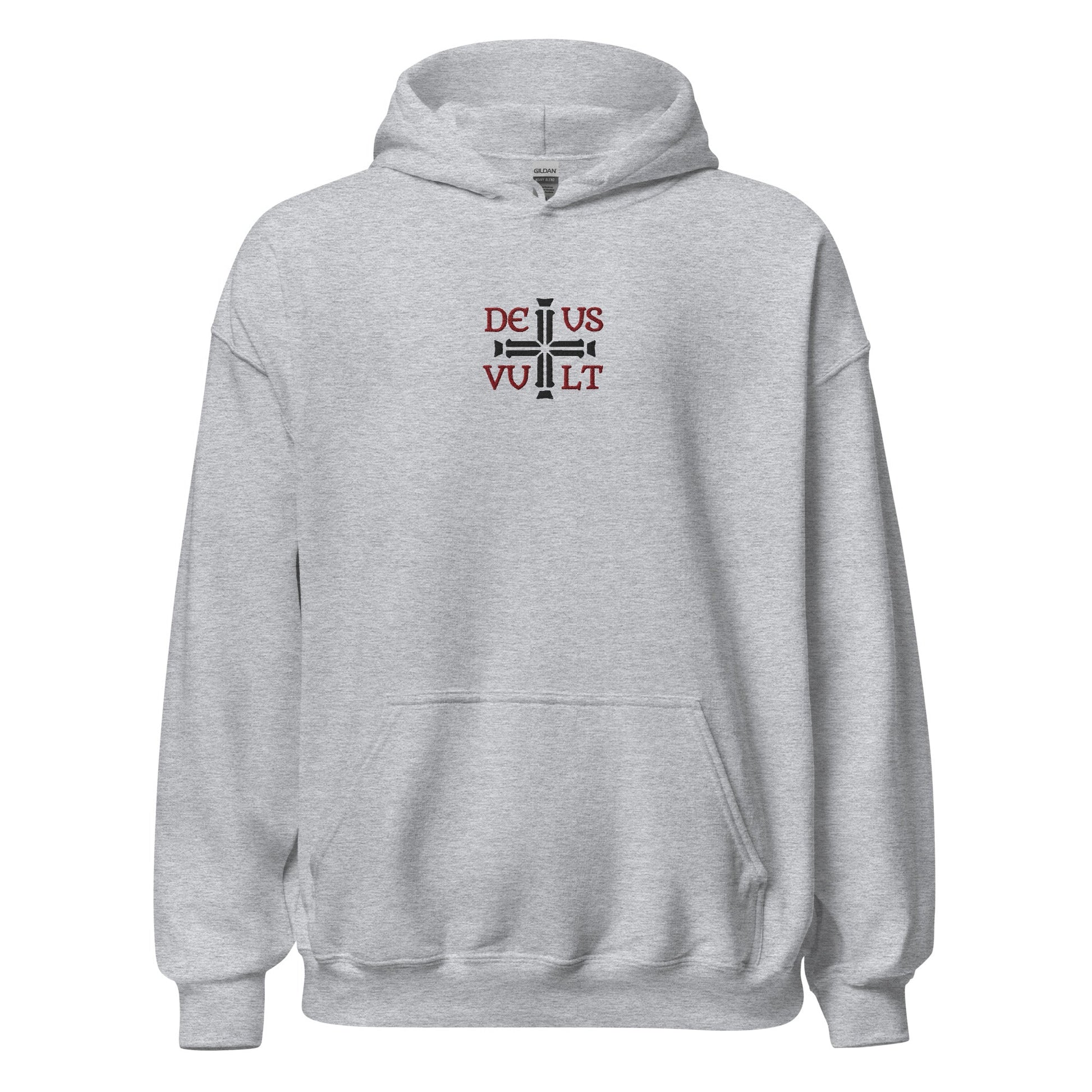Deus Vult God Wills It Cross Emblem Embroidered Hoodie - Inken Image