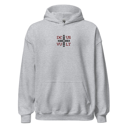 Deus Vult God Wills It Cross Emblem Embroidered Hoodie - Inken Image